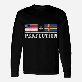 American Aland Perfection Usa And Aland Flags Unisex Long Sleeve | Crazezy UK