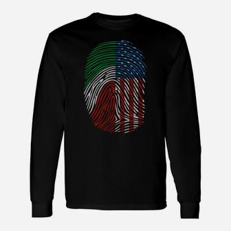 American And Mexican Flag Funny Mexico Us Fingerprint Gift Unisex Long Sleeve | Crazezy