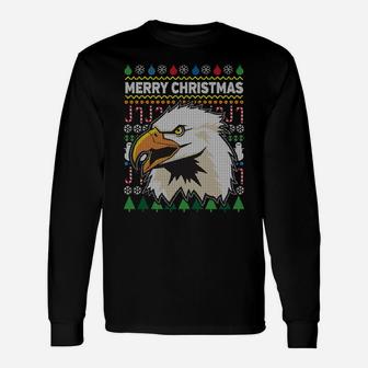 American Bald Eagle Merry Christmas Ugly Xmas Design Sweatshirt Unisex Long Sleeve | Crazezy DE