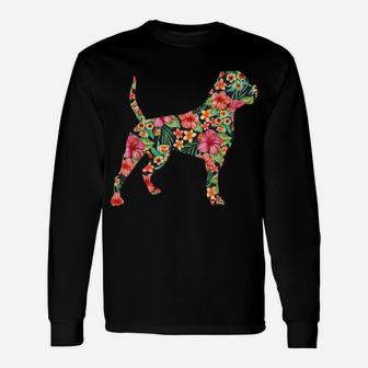 American Bulldog Flower Funny Dog Silhouette Floral Gifts Unisex Long Sleeve | Crazezy CA