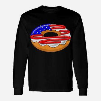 American Flag 4Th Of July Donut Long Sleeve T-Shirt - Monsterry