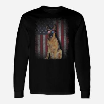 American Flag Best German Shepherd Dad Ever Tee Dog Dad Unisex Long Sleeve | Crazezy