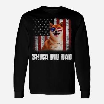 American Flag Best Shiba Inu Dad Ever Tee Dog Dad Unisex Long Sleeve | Crazezy DE