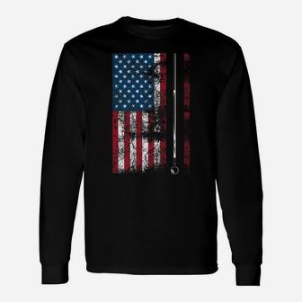 American Flag Billiard Stick Cute Table Game Funny Usa Gift Unisex Long Sleeve | Crazezy
