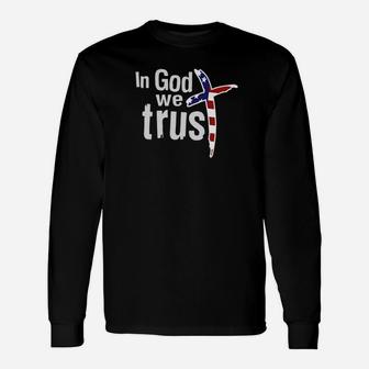 American Flag In God We Trust 4th Of July Premium Long Sleeve T-Shirt - Thegiftio UK