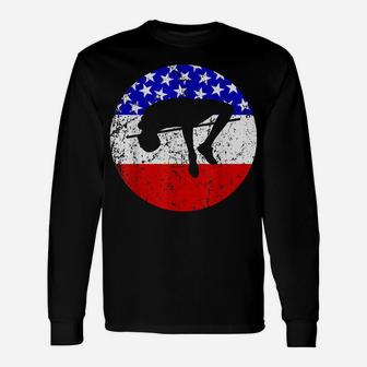 American Flag High Jump Vintage Retro Track And Field Unisex Long Sleeve | Crazezy