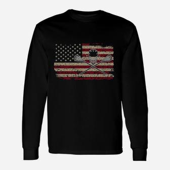 American Flag Lacrosse Gift Usa Lax Player Unisex Long Sleeve | Crazezy