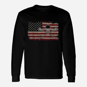 American Flag Lacrosse Proud Usa Lax Player Jersey Long Sleeve T-Shirt - Thegiftio UK