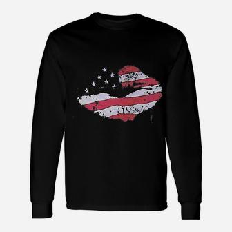 American Flag Lips Unisex Long Sleeve | Crazezy DE
