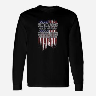 American Flag Sheet Metal Worker Definition Fathers Day Unisex Long Sleeve | Crazezy CA