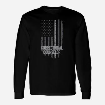 American Flag Thin Line Corrections Correctional Counselor Unisex Long Sleeve | Crazezy