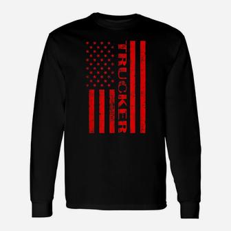 American Flag Truck Drivers T-Shirt | Usa Trucker Gift Unisex Long Sleeve | Crazezy UK
