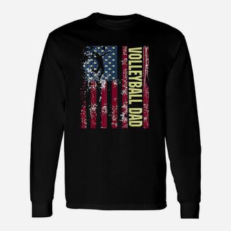 American Flag Volleyball Dad Long Sleeve T-Shirt - Thegiftio UK
