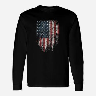 American Flag Women Men Distressed Patriotic Usa Unisex Long Sleeve | Crazezy UK