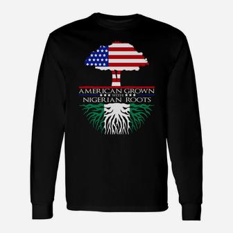 American Grown Nigerian African Roots Us Flag Nigeria Unisex Long Sleeve | Crazezy