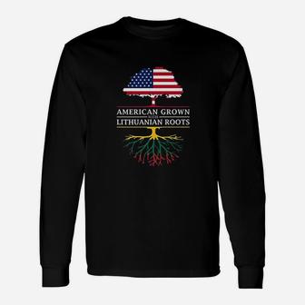 American Grown With Lithuanian Roots Lithuania Unisex Long Sleeve | Crazezy