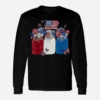 American Patriot Flag Flowers Happy Independence Day Unisex Long Sleeve | Crazezy CA