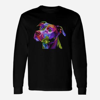 American Pitbull Terrier Pop Art Unisex Long Sleeve | Crazezy