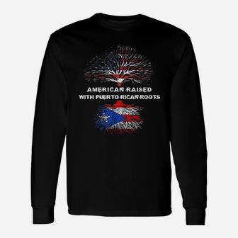 American Raised With Puerto Rican Roots Puerto Rico Long Sleeve T-Shirt - Thegiftio