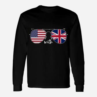 American Raised With British Roots Usa United Kingdom Flag Unisex Long Sleeve | Crazezy DE