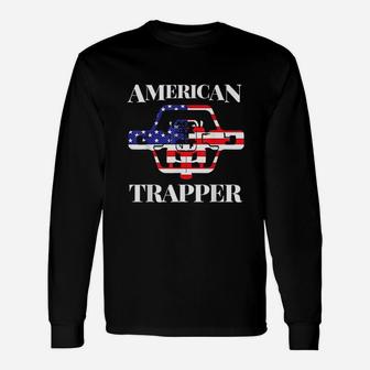American Trapper Usa Flag Trapping Long Sleeve T-Shirt - Thegiftio UK