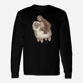 Animal Fans Sloth Riding Llama World Animal Day Long Sleeve T-Shirt - Thegiftio UK
