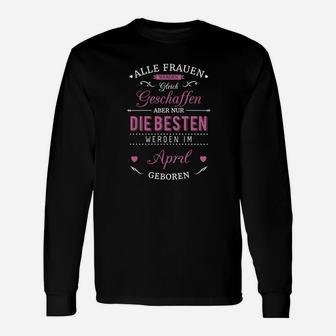 April Geburtstag Damen Langarmshirts, Schwarz & Rosa 'Besten im April' - Seseable