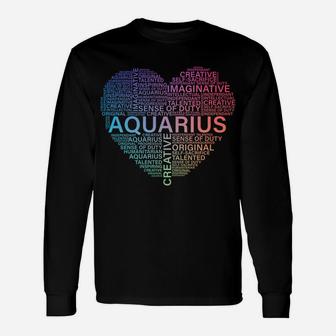 Aquarius Heart Birthday Astrology Zodiac Sign Women Men Unisex Long Sleeve | Crazezy UK