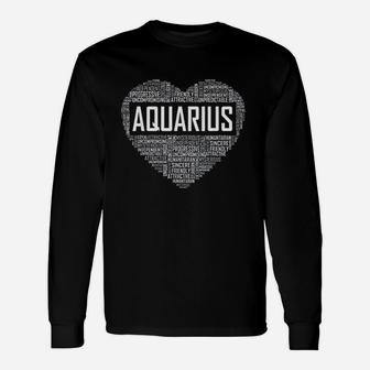 Aquarius Zodiac Traits Horoscope Astrology Sign Gift Heart Unisex Long Sleeve | Crazezy UK