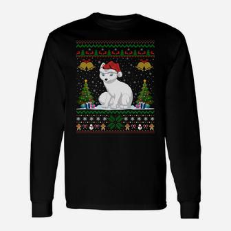 Arctic Fox Xmas Gift Santa Hat Ugly Arctic Fox Christmas Sweatshirt Unisex Long Sleeve | Crazezy