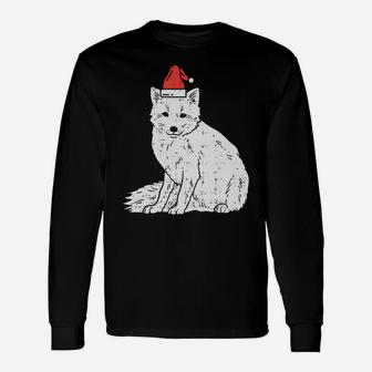 Arctic Snow Fox Santa Hat Christmas Xmas Animal Pajamas Gift Sweatshirt Unisex Long Sleeve | Crazezy AU