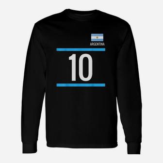 Argentina Soccer With Number 10 Unisex Long Sleeve | Crazezy