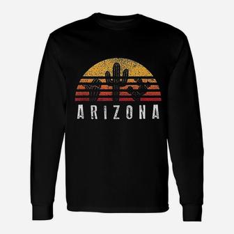 Arizona Retro Sunset Cactus Unisex Long Sleeve | Crazezy
