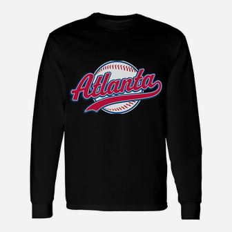Atlanta Tee Vintage Baseball Throwback Retro Design Unisex Long Sleeve | Crazezy AU