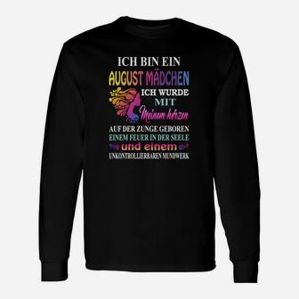 August Mädchen Geburtstags-Langarmshirts, Spruch und Herz-Design - Seseable