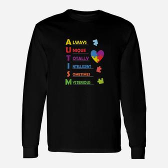 Autism Awareness Autism Acronym And Puzzle Piece Long Sleeve T-Shirt - Monsterry