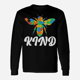 Autism Awareness Bee Kind Puzzle Autism Long Sleeve T-Shirt - Monsterry UK
