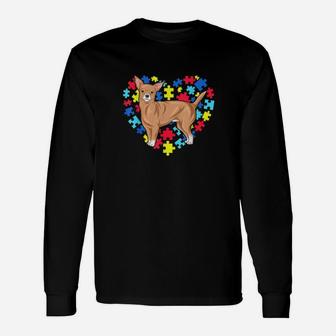 Autism Awareness Chihuahua Dog Mom Dad Valentine Long Sleeve T-Shirt - Monsterry UK