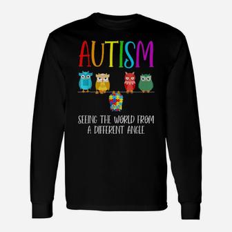 Autism Awareness Cute Owl Color Puzzles Autism Long Sleeve T-Shirt - Monsterry UK