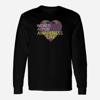 Autism Awareness Kindness Ribbon Heart Neurodiversity Long Sleeve T-Shirt - Monsterry UK