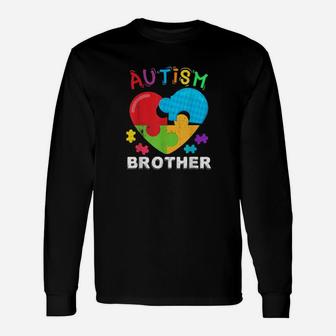 Autism Awareness Month For Brother Big Puzzle Heart Long Sleeve T-Shirt - Monsterry