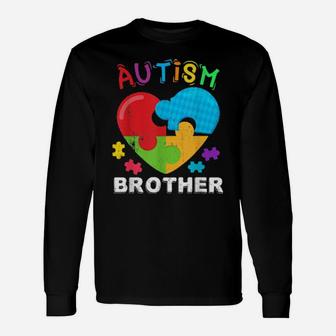 Autism Awareness Month For Brother Big Puzzle Heart Long Sleeve T-Shirt - Monsterry UK