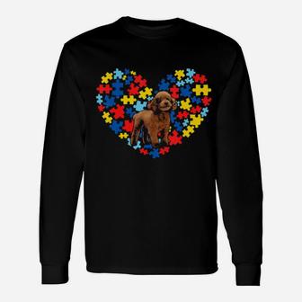 Autism Awareness Poodle Heart Dog Dad Dog Mom Long Sleeve T-Shirt - Monsterry