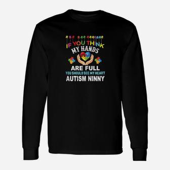 Autism Awareness Proud Autism Ninny Love Heart Puzzle Long Sleeve T-Shirt - Monsterry