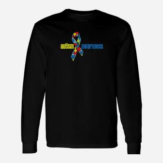 Autism Autism Awareness Ribbon Piece Long Sleeve T-Shirt - Monsterry