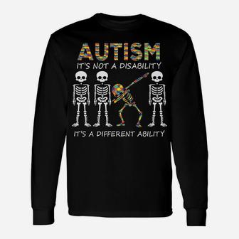 Autism It's A Different Ability Funny Dabbing Skeleton Gift Unisex Long Sleeve | Crazezy DE