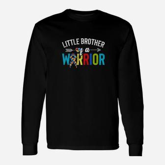 Autism Little Brother Of A Warrior Autism Awareness Long Sleeve T-Shirt - Thegiftio UK