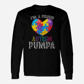 For Autism Pumpa Cute Puzzle Heart Awareness Long Sleeve T-Shirt - Monsterry UK
