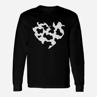 Awesome Cow Print Black N White Print Heart Unisex Long Sleeve | Crazezy CA