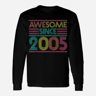 Awesome Since 2005 16Th Birthday Gifts 16 Years Old Raglan Baseball Tee Unisex Long Sleeve | Crazezy CA